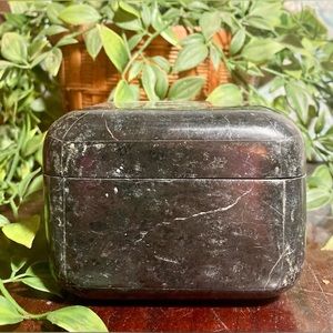 VTG Renoir Designs Black Marble Lined Jewelry/Trinket Box EUC